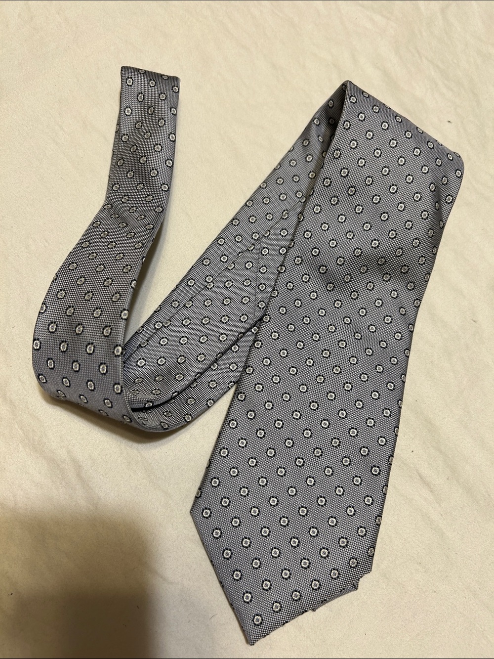 Jos. A. Bank Grey Tie with White and Black Geo Dots